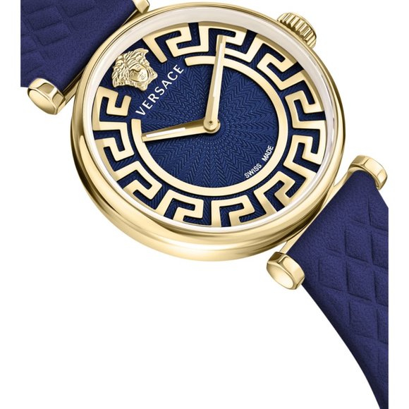 Versace 35mm Womens Greca Blue Strap Watch - Picture 2 of 3